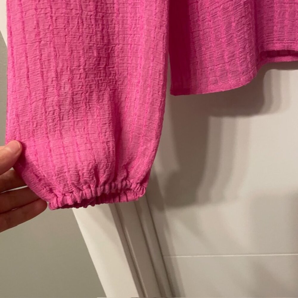 NWOT Vero Moda Pink V-Neck Frill Ruffle Long Sleeve Blouse Top Size Small - Picture 6 of 14